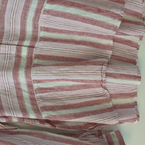 Marc New YorkAndrew Marc Linen Pink Striped Coastal Grandma Beach Women Top PXL - Picture 3 of 7